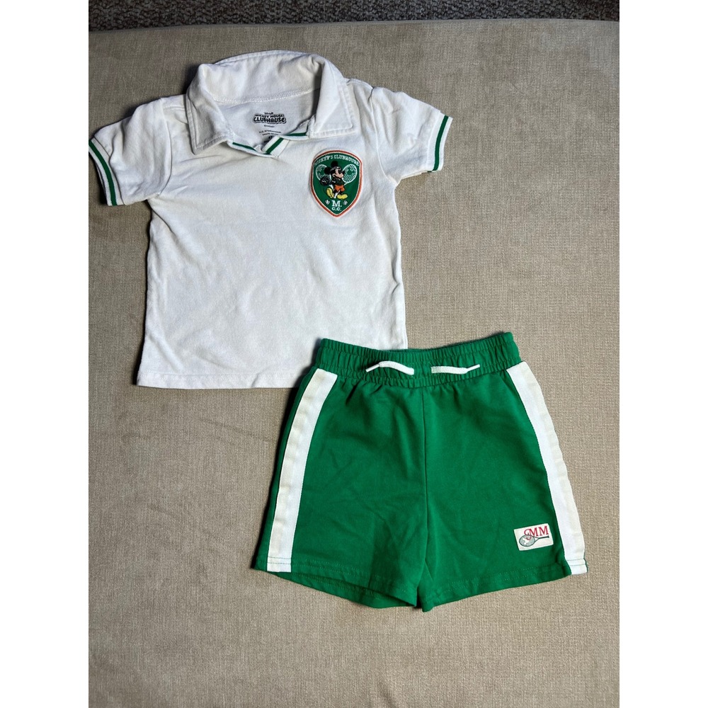 Disney Mickey Mouse Clubhouse Kids Tennis Polo and Shorts Set White Green 4T